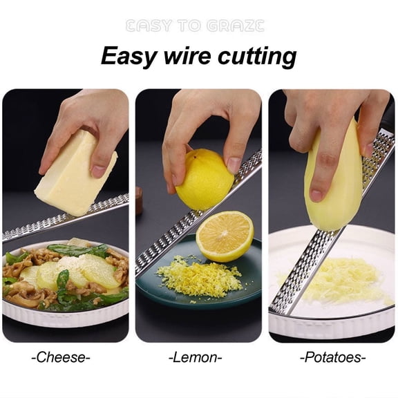 AQITTI Citrus Lemon Zester & Cheese Grater — Cheese, Lemon, Ginger, Garlic, Nutmeg, Chocolate, Vegetables, Fruits - Razor-Sharp Stainless Steel Blade- Dishwasher Safe Silver S