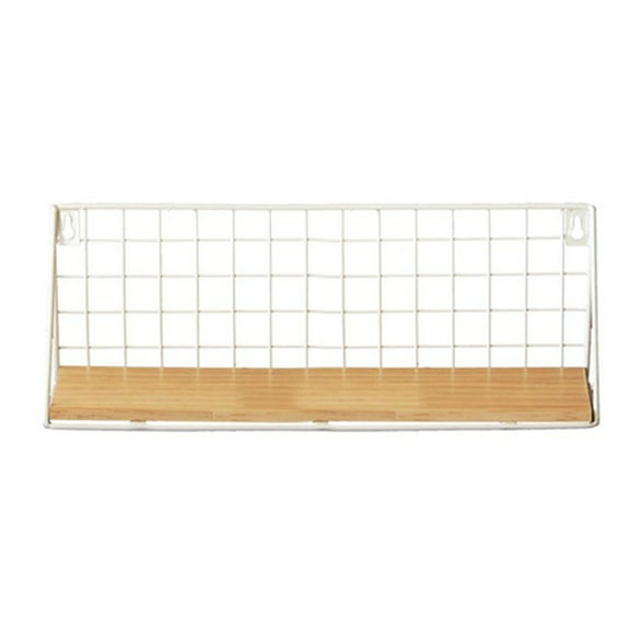 AQITTI Cooking Utensils Modern Wall Mounted Floating Shelf Display Home Decor Black Wire Metal Wood Wall Storage Organizer Shelves for Home Office