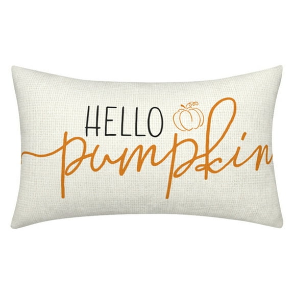 AQITTI Home Textile 12*20Inch Pillows Pillowcases Autumn Decorative Pillow Cover Hello Pumpkin Thanksgiving Pillow Cover Orange Sofa Cushion Cover Home Decoration Suitable for Living Room and Bedroom