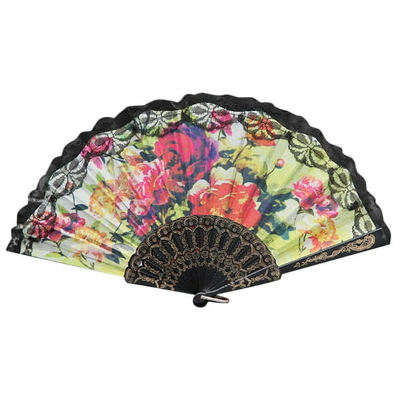 AQITTI Household appliances Chinese Style Lace Hand Held Folding Fan Dance Party Wedding Decor Suitable for home, office, bedroom