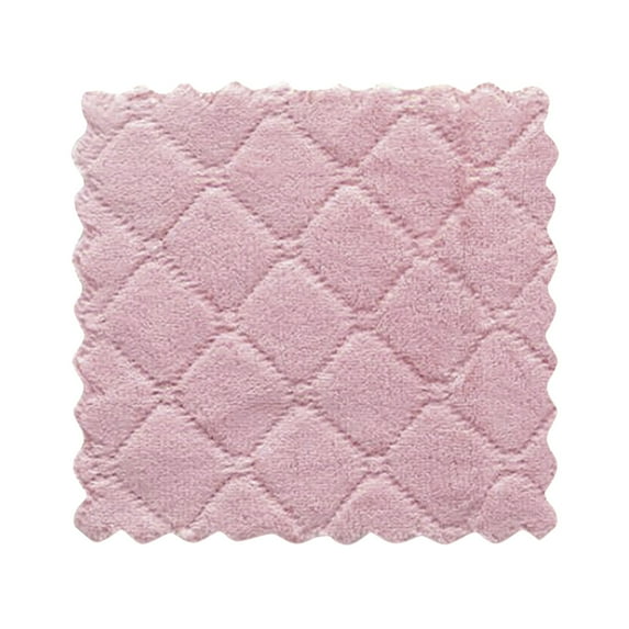 AQITTI Kitchen Supplies Dish Cloth Double-sided Two-color Dish-washing Towel Coral Fleece Hanging Cloth Scouring Pad Kitchen Equipment Home Cleaning