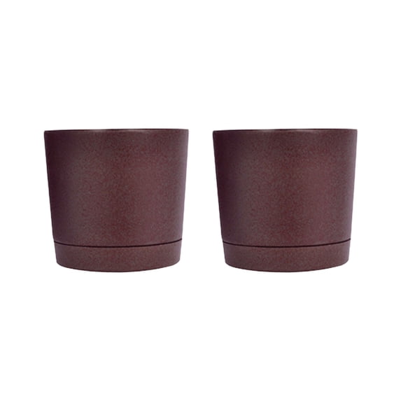 AQITTI Plant Pots Set Of 2 Pack 10 Inch,Planters for Indoor Plants with Drainage Holes and Removable Base,Saucer Modern Decorative for Outdoor Garden Planters(Brown 10In)