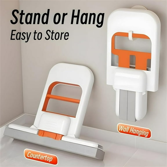 AQITTI Portable Mini Cleaning Mop, Mini Sponge Mop, Wet and Dry Use Cleaning System, Mini Mop for Bathroom, Kitchen, Desktop, Glass, Living Room, Car White