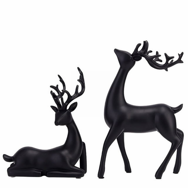 AQITTI Reindeer Christmas Decorations Deer Ornaments 2Pcs Resin Sitting ...