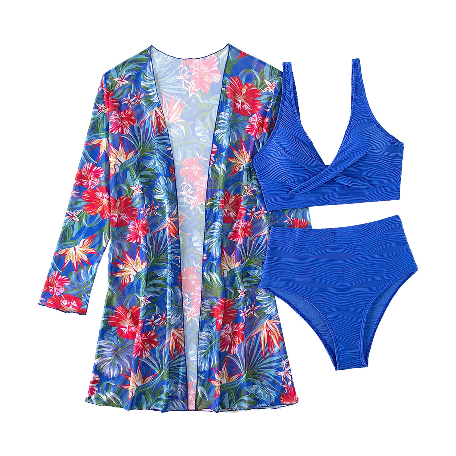 AQITTI Women'S Multi Colored Print Swimsuit 3 Piece Swimsuit String