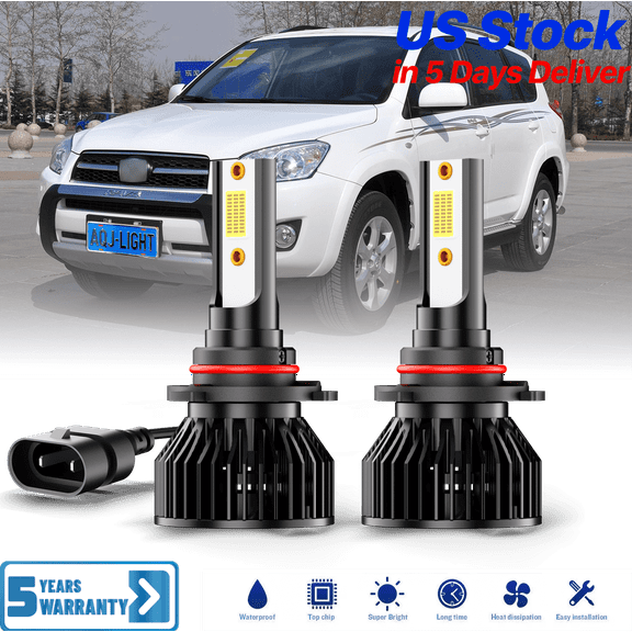 AQJ For Toyota RAV4 2016 2017 2018 LED Headlight Kit Combo, 9012 High/Low Beam, 1:1 Size No Adapter Needed Plug-n-Play, Canbus Ready, Pack of 2