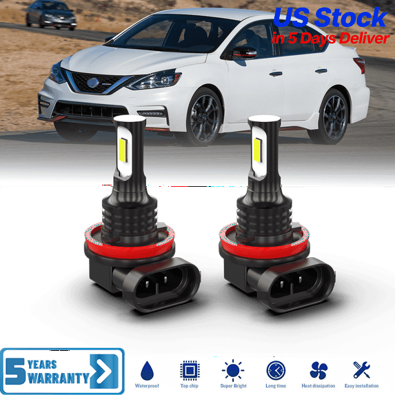 AQJ For Nissan Sentra 2004-2019 LED Foglight/Low Beam Bulbs 6000K White Combo, 1800LM,500% Brightness with Fan, Plug-N-Play, CANbus Ready, H11x2pcs Fog Lights Lamps or Low Beam Lamps