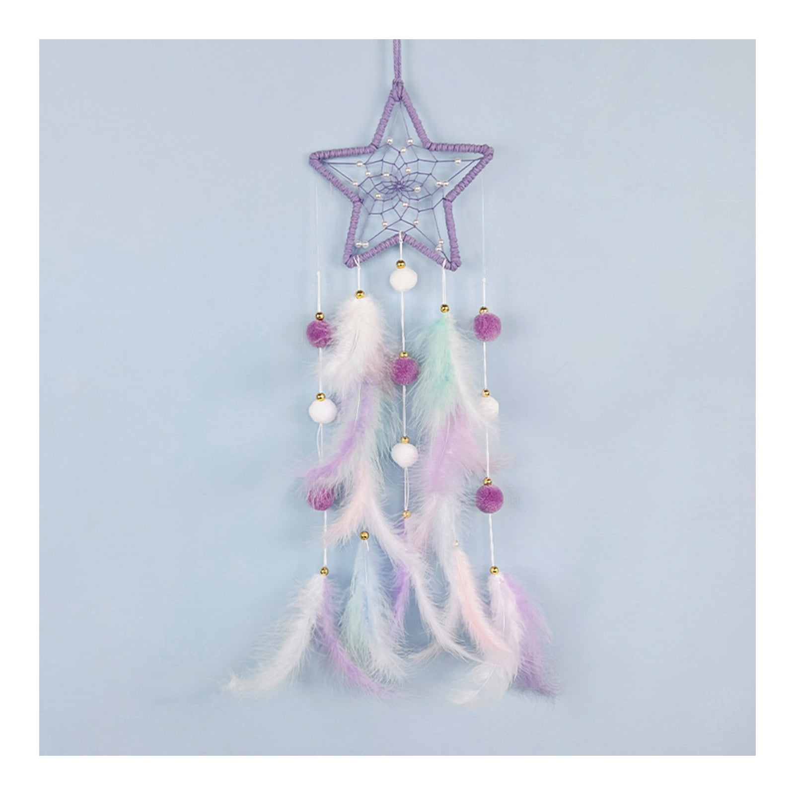 AQJW Colorful Feather Dream Catcher with Lamp Strip Living Room Girls