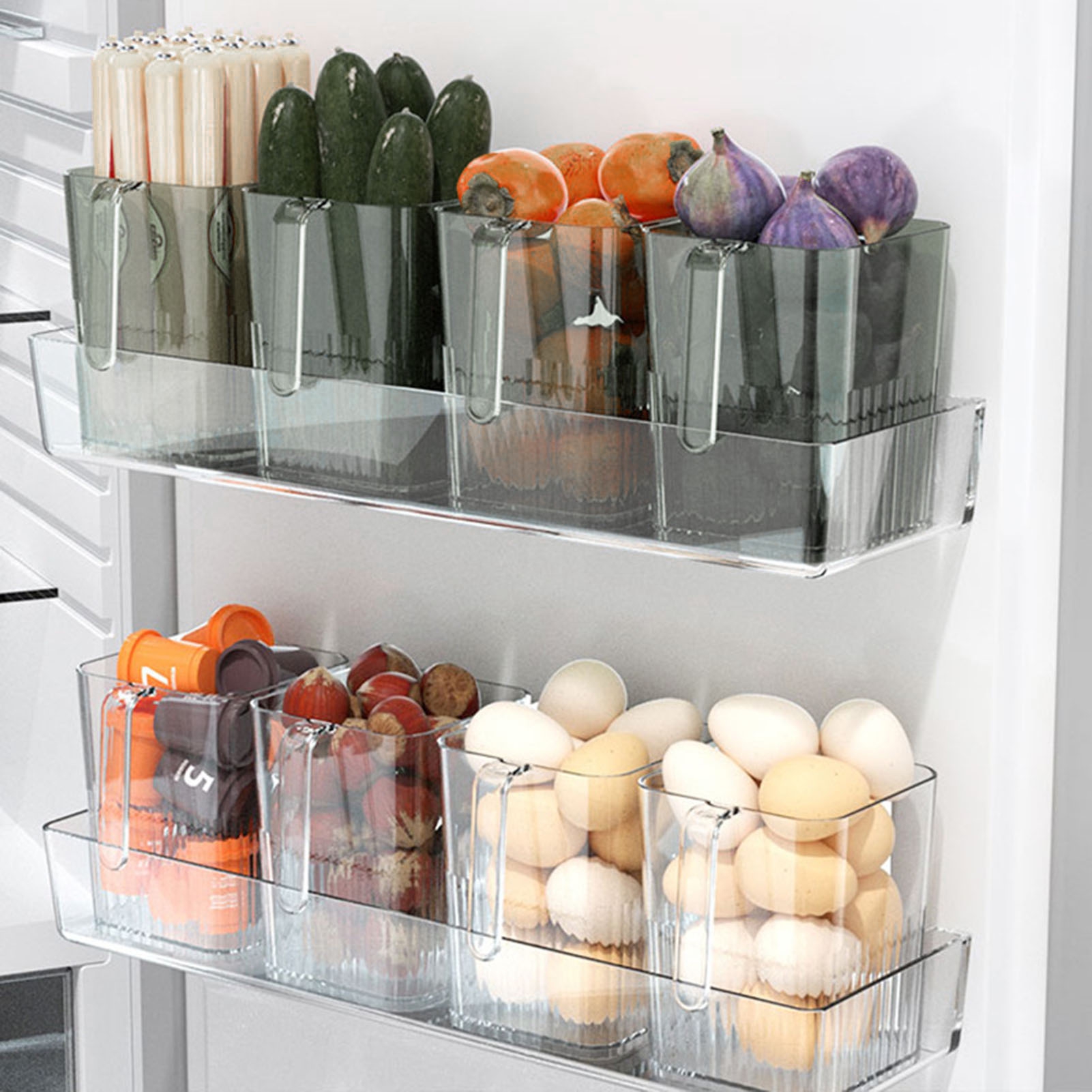 2-Pack Space-Saving Fridge Door Organizers – Hanging Cheese Slice & Condiment Holders, BPA-Free