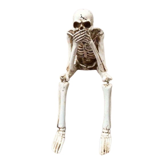 Skeleton Ornaments Sitting Skull Figurines with Movable Joints, Realistic Home Decor