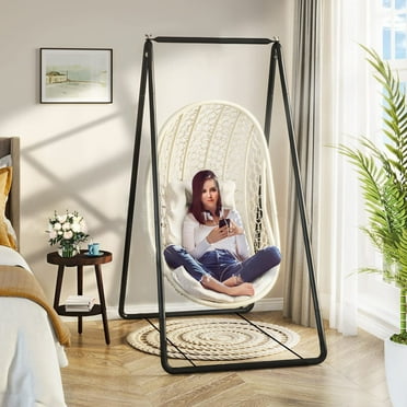 AQLR A-Type Hammock Chair Stand, Heavy Duty Swing Seat Metal Support Rack for Hanging Chair, Adjustable Hammock Swing Stand for Indoor/Outdoor, Max Load 220 Lbs
