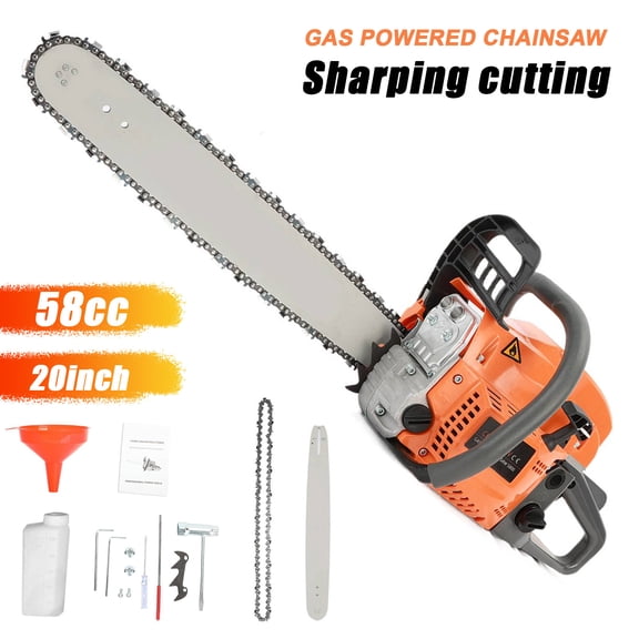 AQMD 1 Set 58cc 20 Inch Gasoline Chainsaw Multifunctional High Power Gas-powered Fast Cutting Labor-saving Gas Sawing Handheld Cutting Wood Chainsaw Logging Machine Garden Supplies