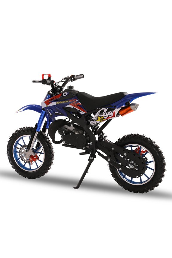 49CC Kids Dirt Bike, 2-Stroke Gas Power Motocross, 2024 New Gas Motorcycle, Mini Dirt Bike for Kids, Gas Pocket Bike with Front Rear Disc Brakes, 40KM/H (Blue)