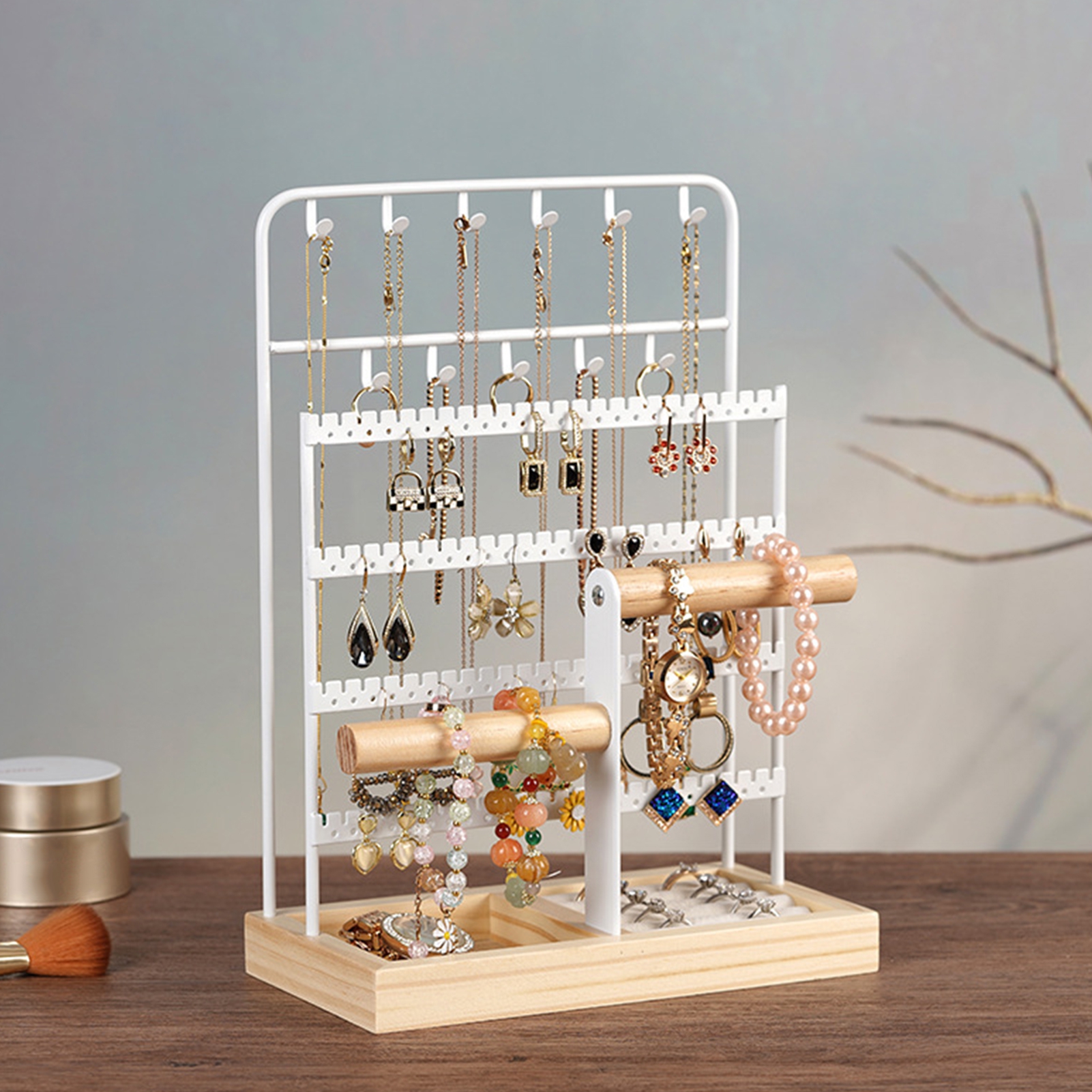 AQMD Jewelry Rack Multi Tiers Stable Base Large Capacity Earrings Rings ...