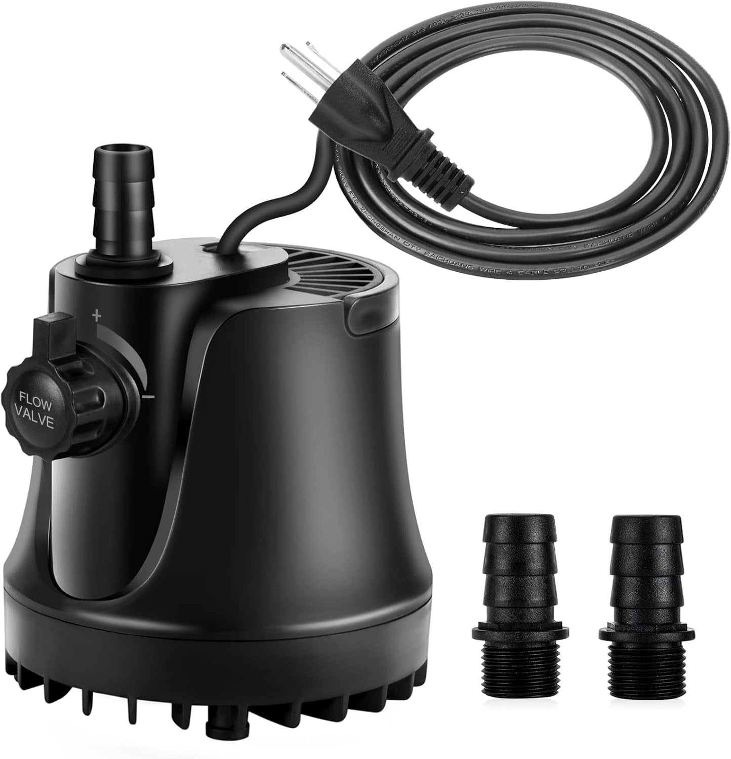AQQA 265-800 GPH Submersible Aquarium Water Pump with Adjustable Switch, Removal and Drainage Sump Cleaning 2 Nozzles for Aquarium, Pond, Fish Tank, Hydroponics, Backyard (25W 400GPH)