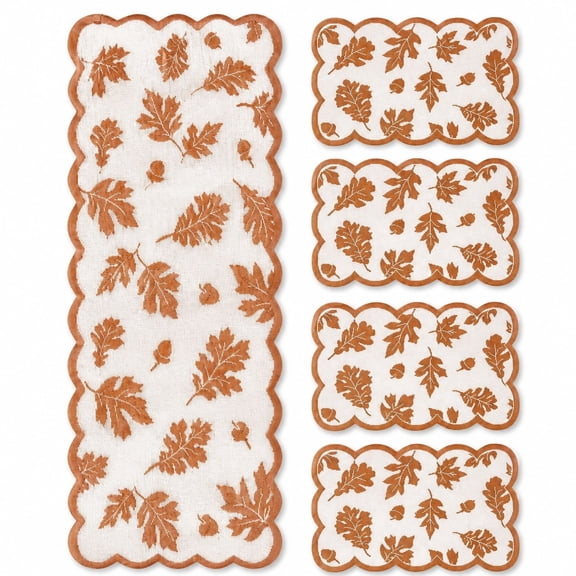 AQQNNA Fall Table Runner & Placemats Set of 4 Maple Leaves Lace Thanksgiving Decor Kitchen Dining