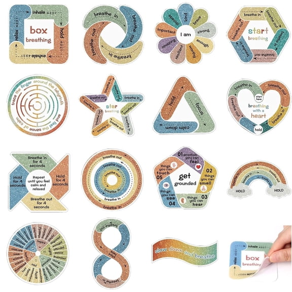 AQQNNA Fidget Textured Stickers 15 Pack, Adhesive Tactile Grips for Pencils, Phones & Laptops, Classroom Office Focus Supplies, Assorted Colors