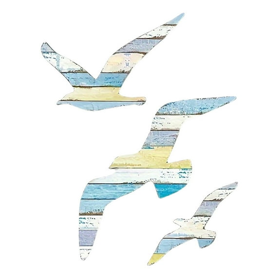 AQQW 3Pcs/Set Wooden Seagull Wall Decoration Farmhouse Rustic Nautical Sea Bird Wall Art Sculpture Home Living Room Bathroom Wall Decorative Sign,A