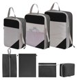 AQQW 7Pcs Compression Travel Bag with Handle Dual Zipper Design Large