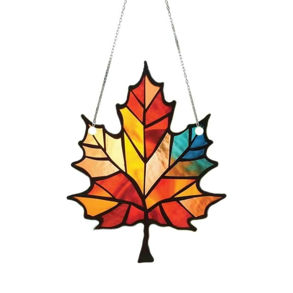 AQQW Maple Leaf Suncatcher - Fall Thanksgiving Window Decor, Stained Glass Style Acrylic Hanging Ornament for Home Autumn Decor,C