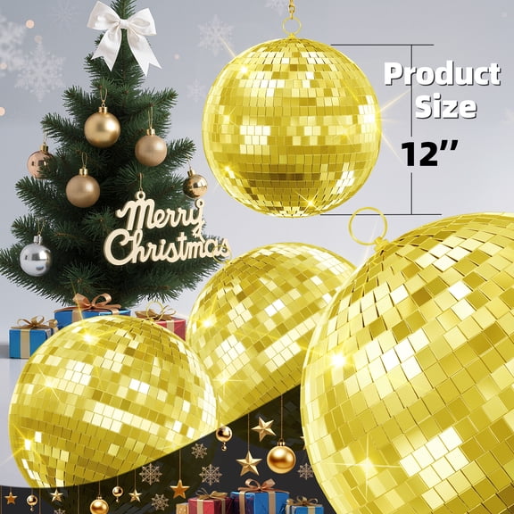 AQQW Mirror Disco Ball, Mirror Ball with Hanging Ring, Lightning Disco Ball Party Decorations, Ideal for DJ Club, Stage, Wedding, Birthday, Christmas, New Years Celebration