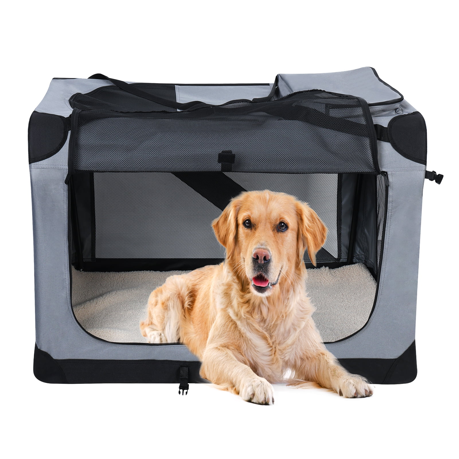 Picture of AQRS 36 Inch Stainless Steel Collapsible Dog Crates for Large Dogs, 4 ...