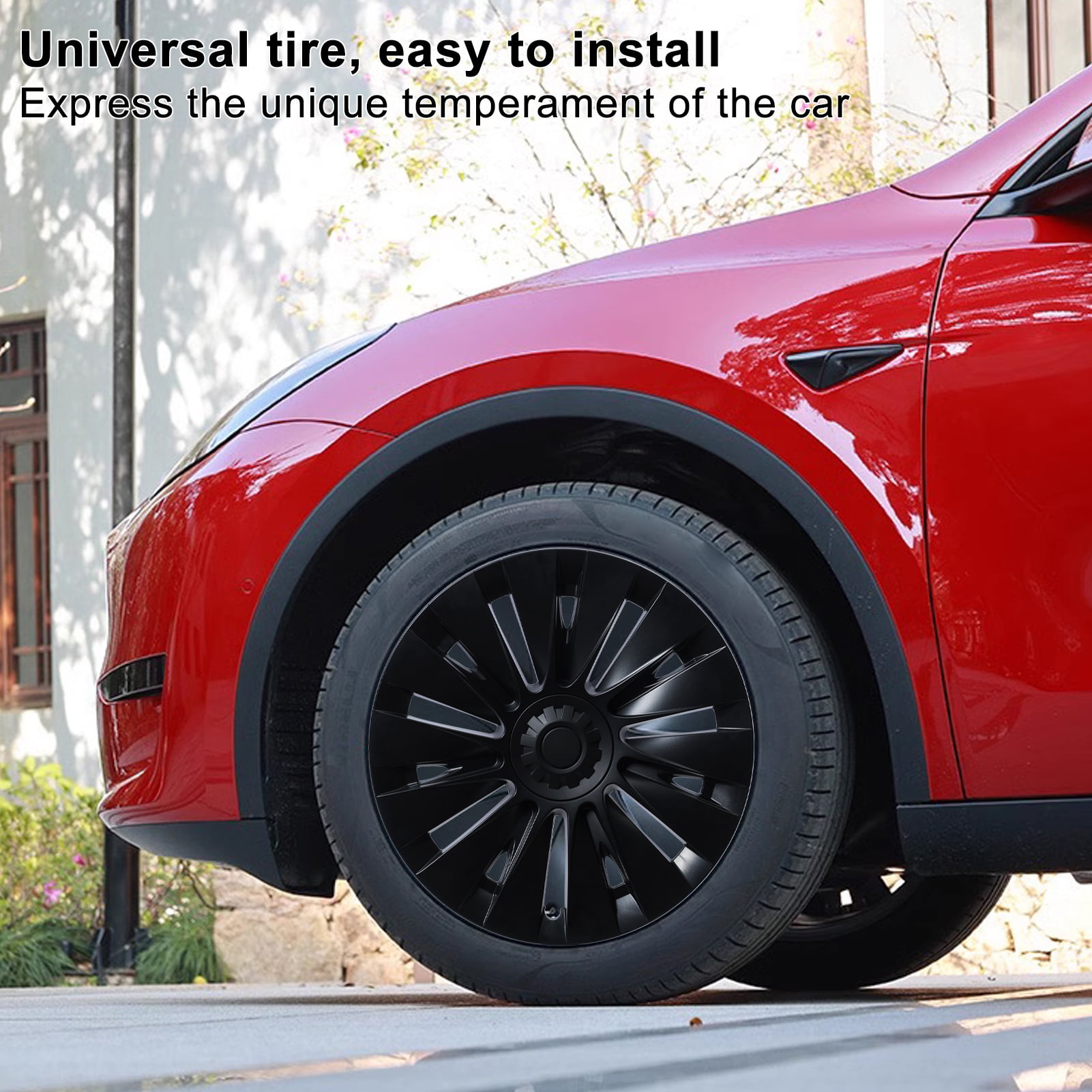 AQRS 4Pcs/Set Wheel Cover Hubcap, Automotive Hub Caps, 19 Inches Modified Wheel Cover Replacement for Tesla Model Y