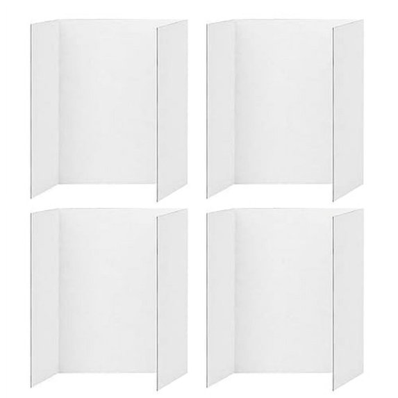 AQRS 4Pcs Tri-Fold Poster Boards Small White Presentation Boards Corrugated Display Board Business Display Trifold Panel