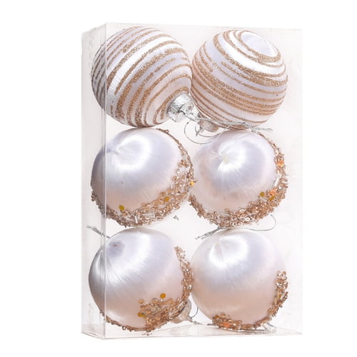 AQRS 6 Pcs Christmas Ornaments Balls Shatterproof Flocked Ball with