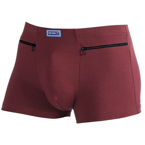 AQRS Anti-theft Zipper Pockets Mid-rise Seamless Elastic Men Panties Solid Color U-Bump Male Shorts Briefs Daily Wear