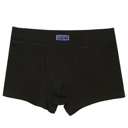 AQRS Anti-theft Zipper Pockets Mid-rise Seamless Elastic Men Panties Solid Color U-Bump Male Shorts Briefs Daily Wear