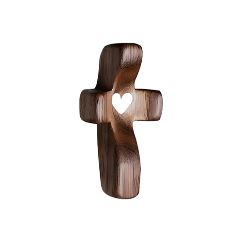 AQRS Black Walnut Cross Decoration Emotional Support Wooden Love Heart ...