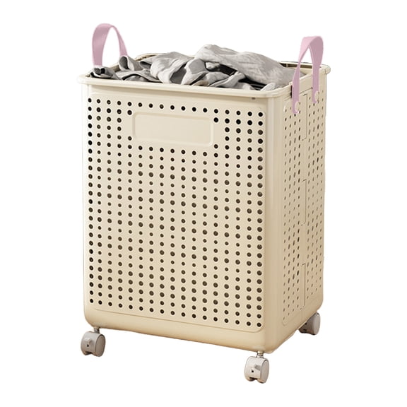 AQRS Laundry Basket with Wheels Large Capacity Handle Design Waterproof Dirty Clothes Hamper Laundry Basket with Breathable Mesh Holes