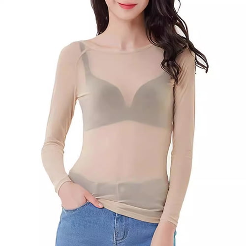 【TARGETTO】23SS★ CUT OUT SEE THROUGH LONG SLEEVE TEE SHIRT Womens Ladies Sheer Long Sleeve See Through Mesh Fishnet