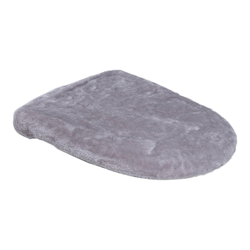 AQRS Solid Color Toilet Lid Cover Ultra Plush Elastic Band Non-Slip Material Washable Universal Fit Toilet Cover Bathroom Accessory