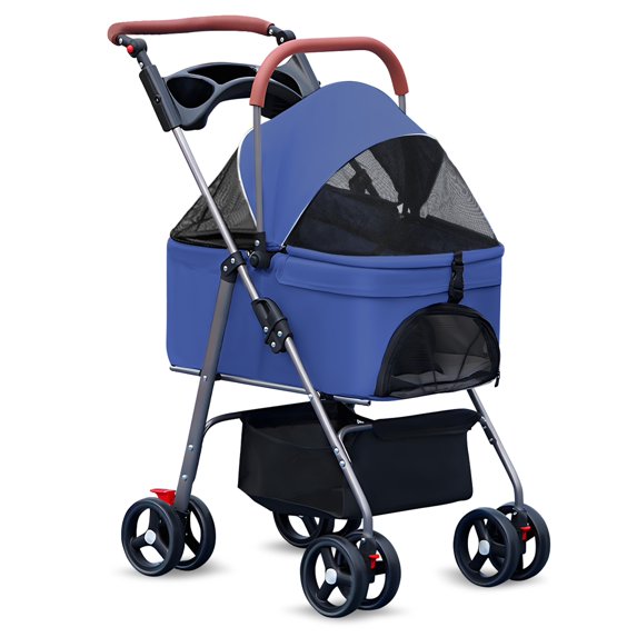 AQSQ 2 in 1 Pet Stroller, Folding Dog Stroller, Pet Folding Stroller, 4 Wheels Dog/Cat Puppy Stroller, Removable Travel Carrier for Small/Medium Pet