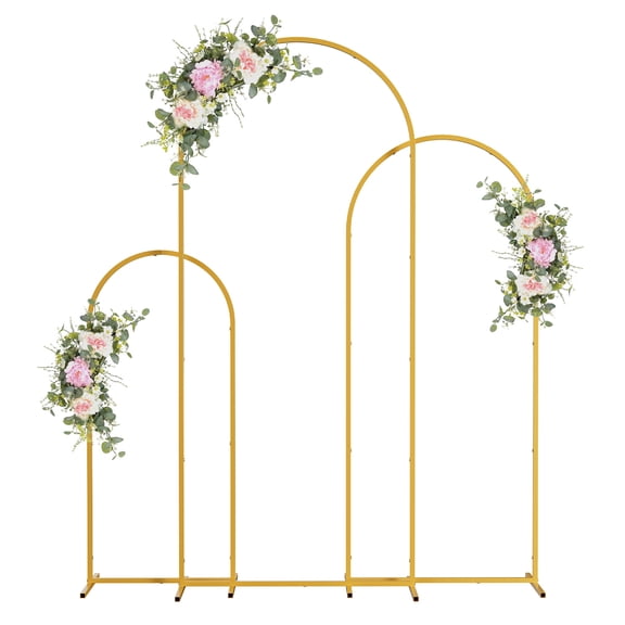 AQSQ 3 Pcs Metal Arch Backdrop Stand, 4Ft 5Ft 6Ft Wedding Arch Frame Set, Outdoor Square Arched Frame Balloon Arch Stand for Wedding Ceremony Baby Shower Birthday Party Garden Decoration