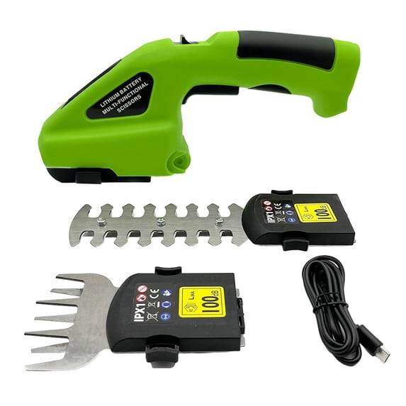 AQSQ Cordless Grass Shear with Non-Slip Handle Rechargeable Powerful Motor Grass Cutter 2-in-1 Handheld Electric Grass Trimmer Hedge Shear