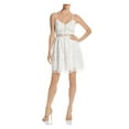 thumbnail image 1 of AQUA $168 Womens New 1161 Ivory Lace Ladder Stitch A-Line Dress M B+B, 1 of 2
