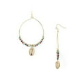 thumbnail image 1 of AQUA Beaded Shell Hoop Earrings, 1 of 1
