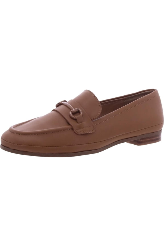 Womens Beige Bit Hardware Notched Padded Water Resistant Round Toe Slip On Leather Loafers Shoes 10 M