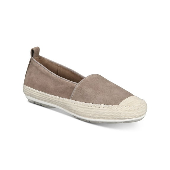 AQUA COLLEGE Womens Beige Removable Insole Comfort Waterproof Cushioned Blink Round Toe Wedge Slip On Leather Espadrille Shoes 8.5 M