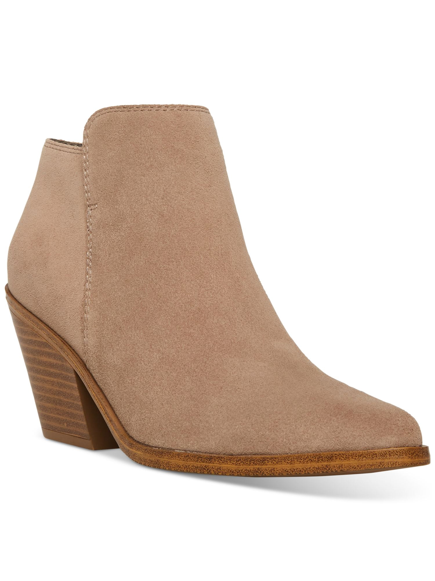 LUCKY BRAND Womens Beige Padded Cut Out Gezana Pointed Toe Stacked Heel Zip-Up Leather Booties M