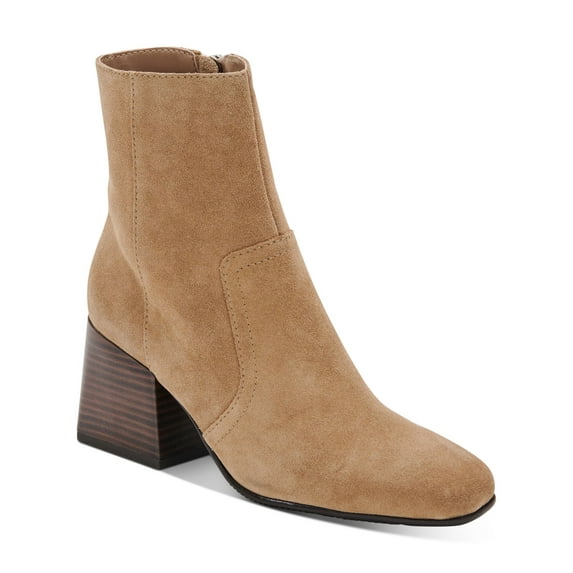 AQUA COLLEGE Womens Beige Waterproof Padded Tora Square Toe Stacked Heel Zip-Up Booties 12 M