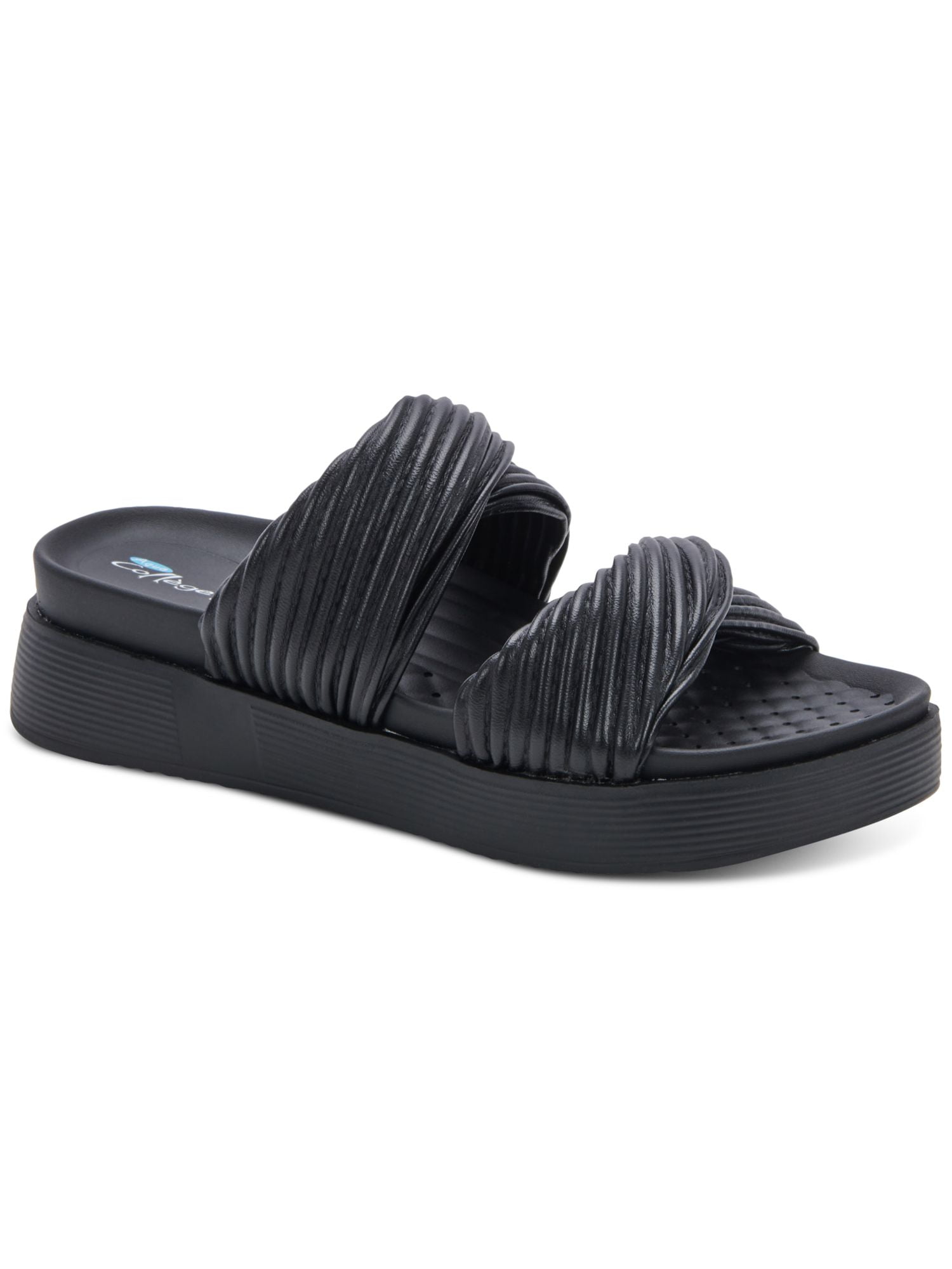 AQUA Womens Black Jute Accent Stretch Ankle Strap Tali Round Toe Platform Slip On Espadrille Shoes M main image 1