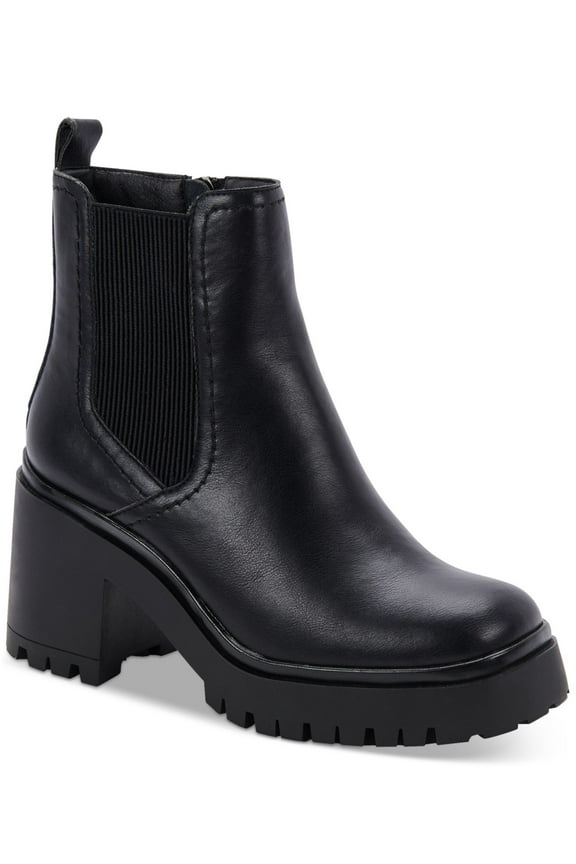 Womens Black 1" Platform Waterproof Slip Resistant Raine Round Toe Block Heel Zip-Up Chelsea 9.5 M