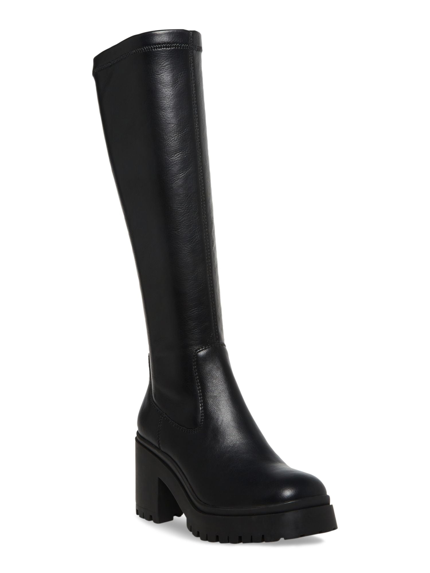 AQUA COLLEGE Womens Black 1" Platform Waterproof Stretch Ria Round Toe  Block Heel Zip-Up Leather Dress Boots 7.5 M - Walmart.com