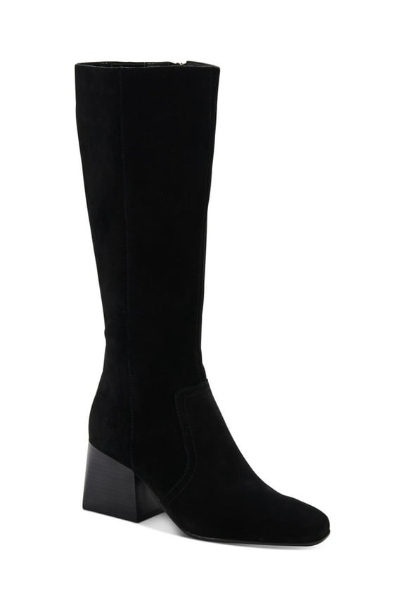 Womens Black Goring Cushioned Waterproof Tori Square Toe Stacked Heel Zip-Up Dress Boots Shoes 9.5 M