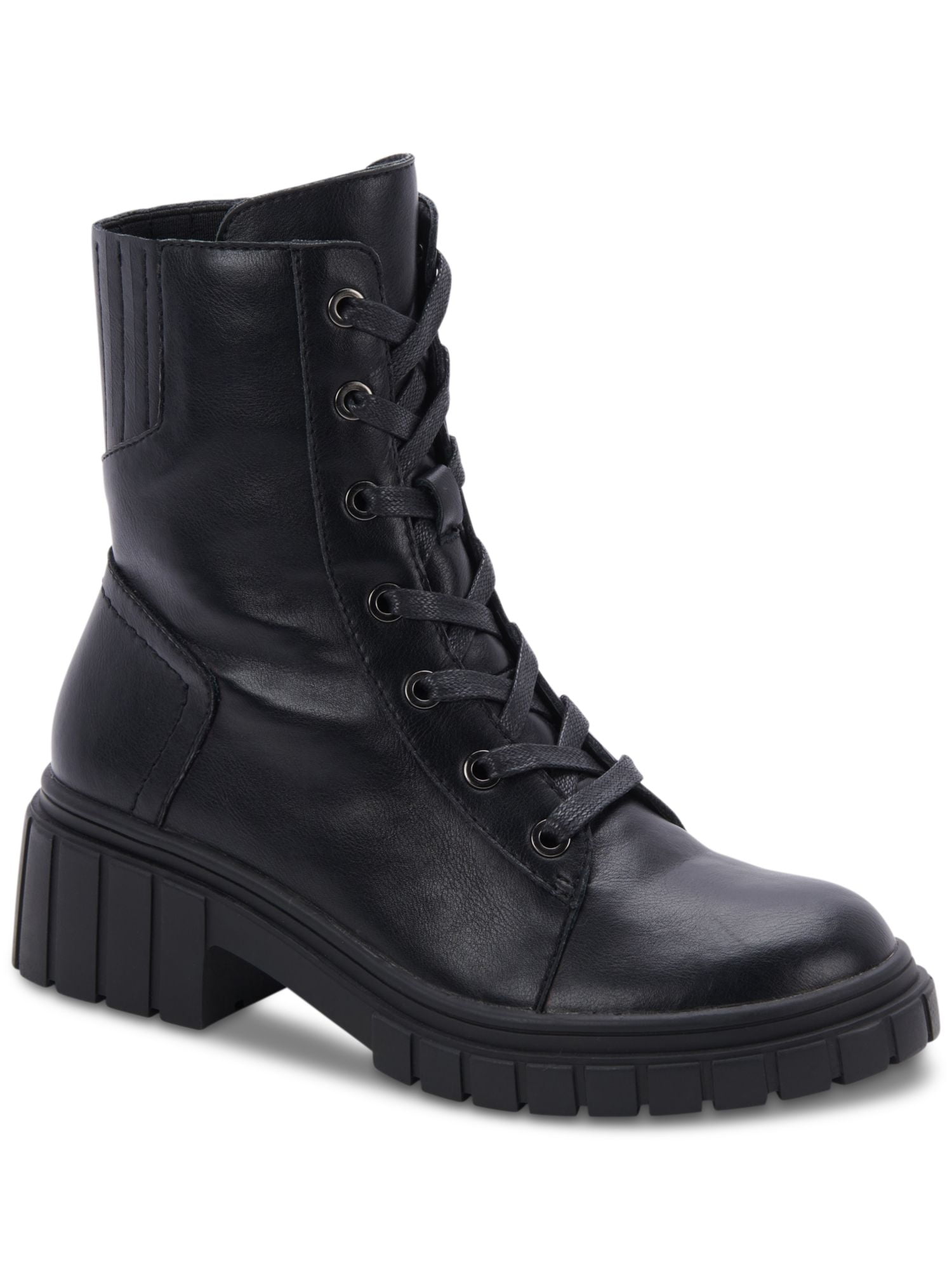 FASHION TO FIGURE Womens Black 1.5 Platform Goring Josie Round Toe Block Heel Boots Shoes W main image 1