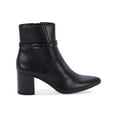 thumbnail image 1 of AQUA COLLEGE Womens Black Padded Waterproof Slip Resistant Buckle Accent Tatum Almond Toe Block Heel Zip-Up Leather Booties 9.5 M, 1 of 4